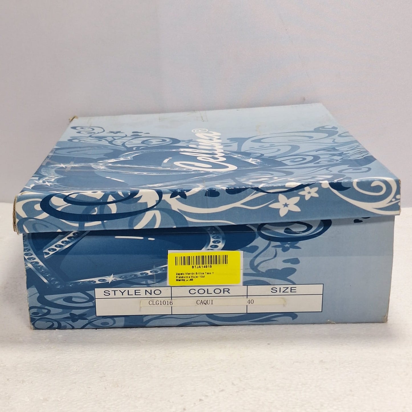 Zapato Brillos Taco Y Plataforma 10c Caqui 40