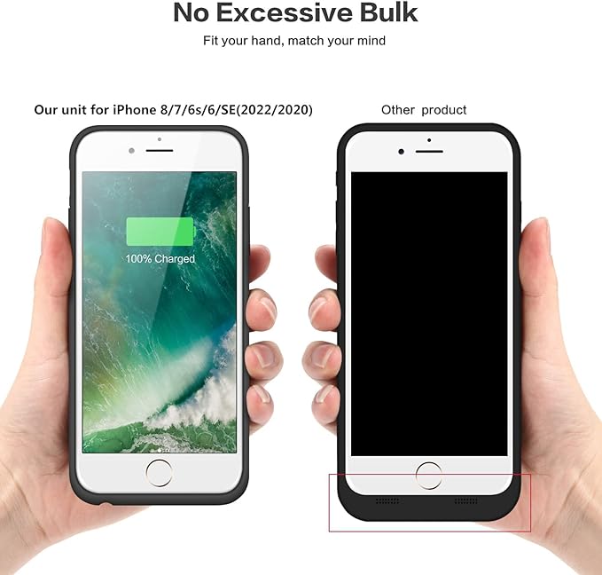 Cargador Carcasa Portatil Generico Apple 6 / 6S / 7 / 8 / Se2 Negro