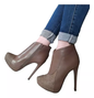 Zapato Brillos Taco Y Plataforma 10c Caqui 40