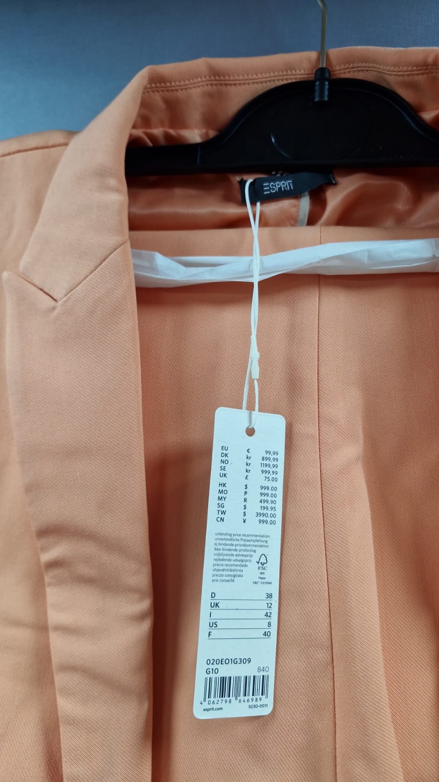 Traje Formal  Blazer  Pantalón Esprit Naranjo 40 2 Pieza Femenino