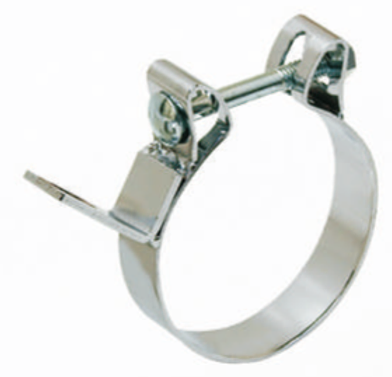 ABRAZADERA BEPO CON MANGO 4" ACERO PARA ESCAPE CROMADO